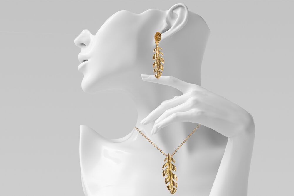 ROMANCE Necklace and Earrings Gold plated Jewelry Set