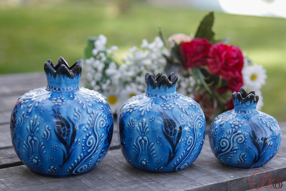 Ceramic Set of 3 Pomegranate
