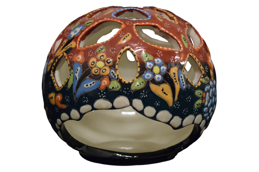 Ceramic Sphere Candle Holder 5″