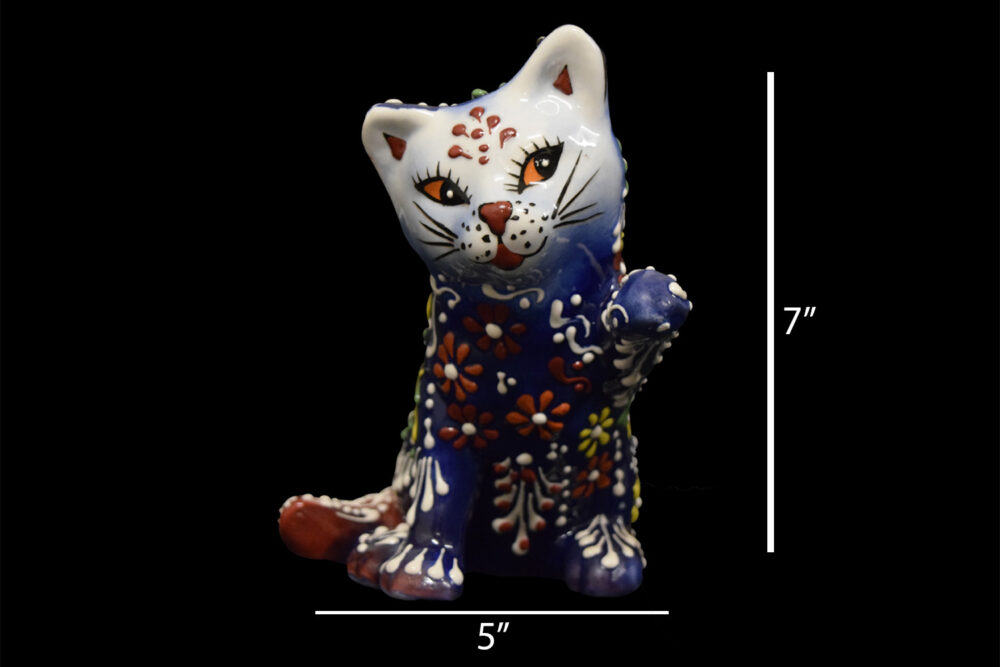 Ceramic 3D Pawing Cat Figurine 6”
