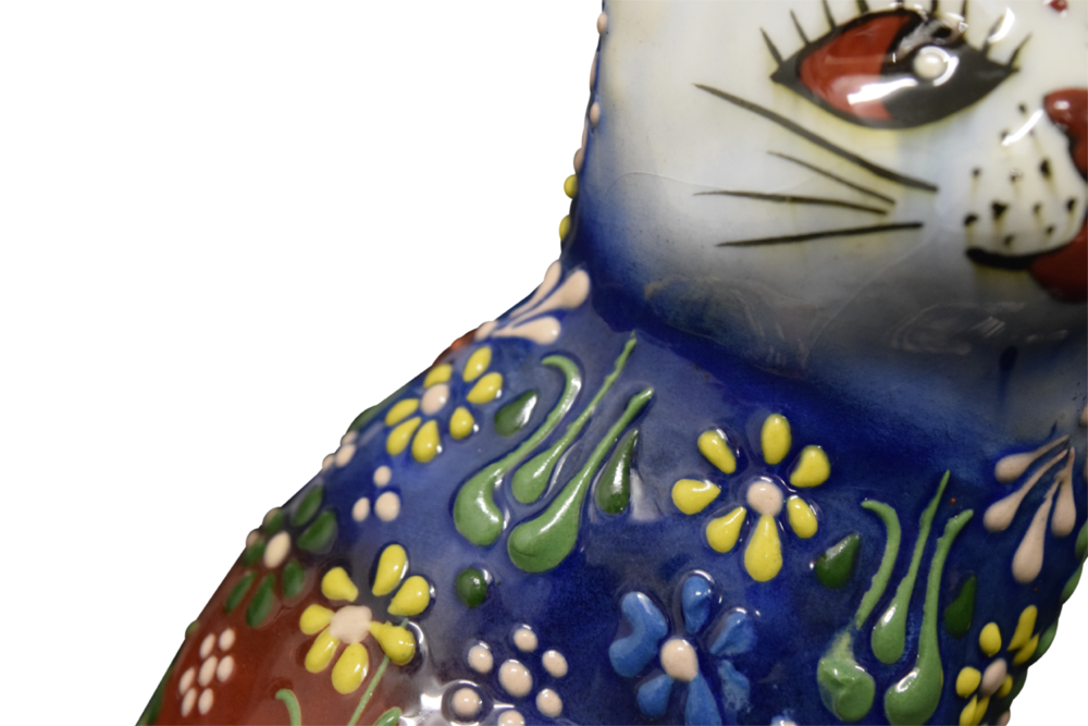 Ceramic Sitting Cat Figurine 6”