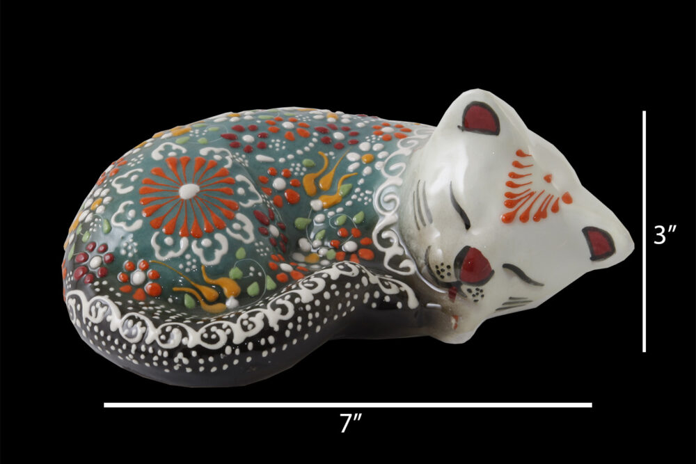 Ceramic 3D Sleeping Cat Figurine 6”