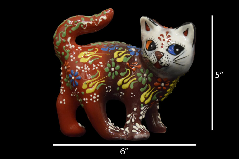 Ceramic walking Cat Figurine 6”