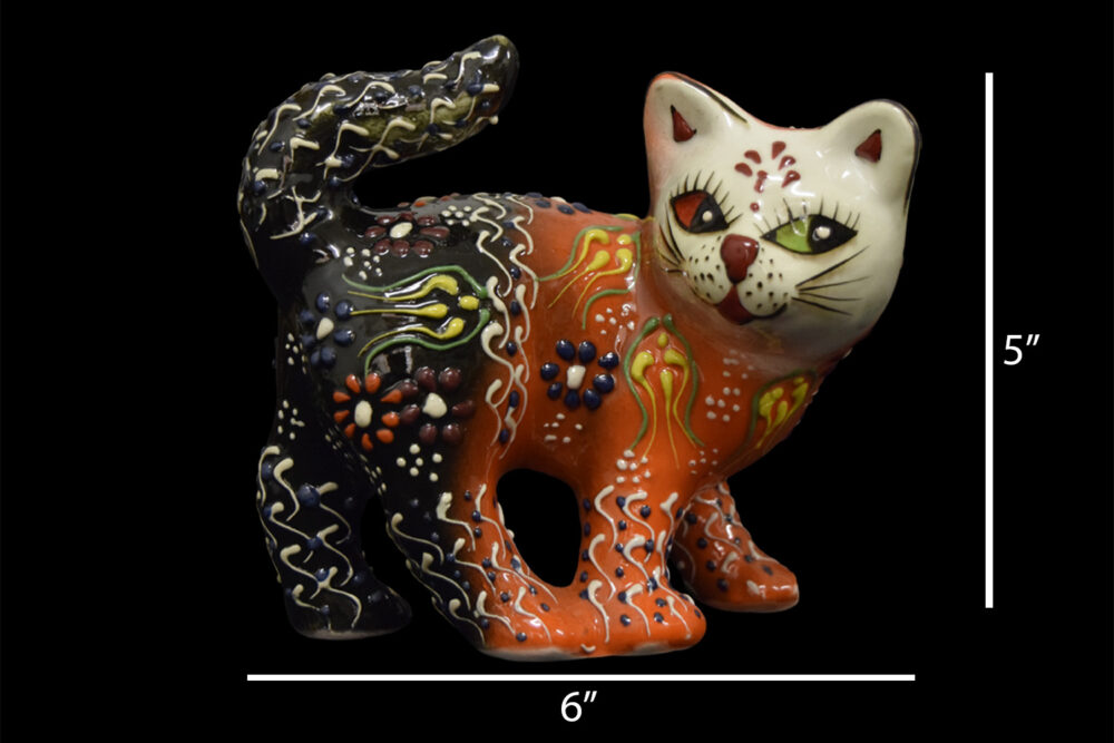 Ceramic walking Cat Figurine 6”