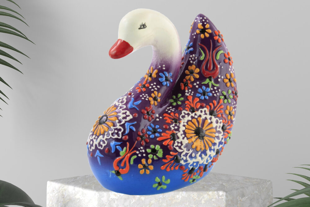 Ceramic Swan Figurine 6"