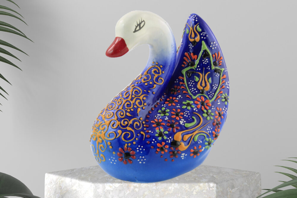 Ceramic Swan Figurine 6″