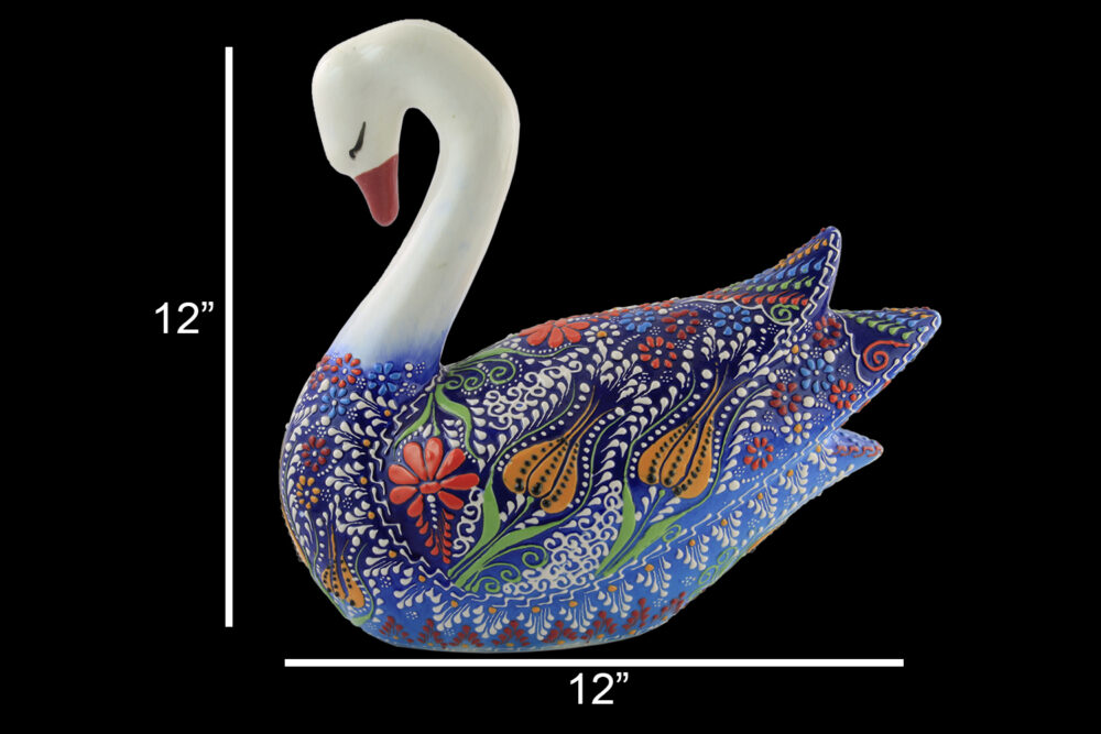 Ceramic Swan Figurine 12″